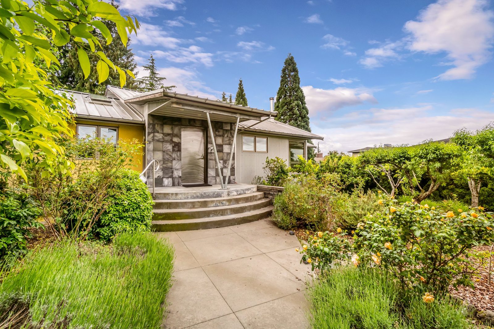 Single-family rental home with landscaped yard