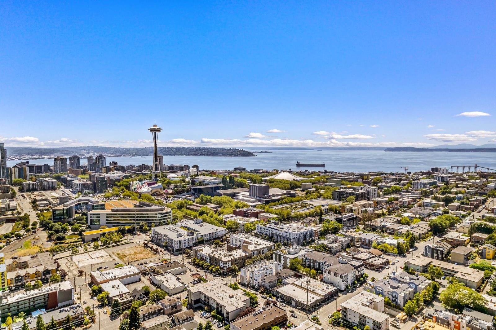 Aerial view of Seattle including the Space Needle